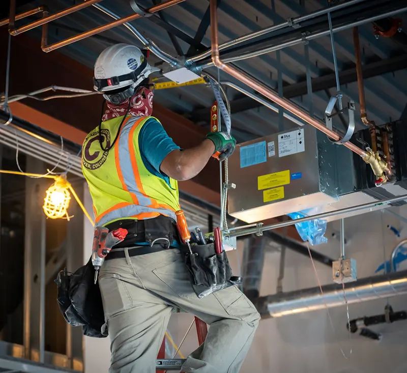 Electrician working on company